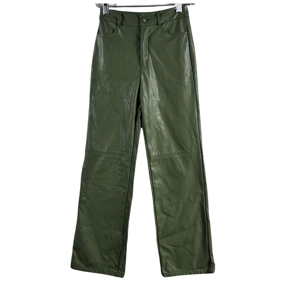Faux Leather Pants Size XXS Petite Olive Greenβ